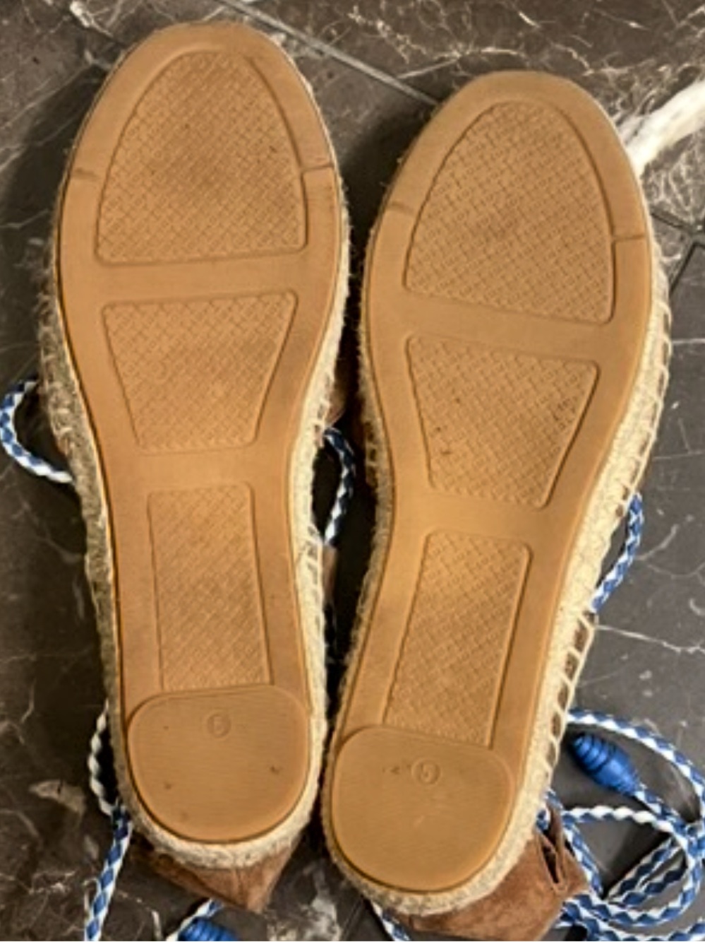 Tory Burch Positano Cognac Brown Suede Woven Lace-Up Espadrilles – Size 5 – NWOB - Picture 4 of 5